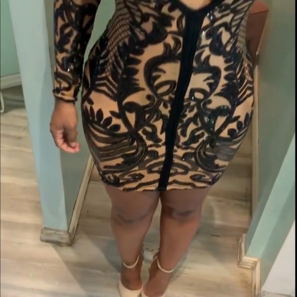 💕😍❤️SEXY BODYCON V NUDE DRESS❤️😍💕 - Picture 5 of 5